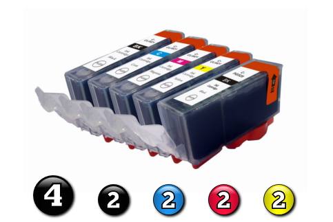 12 Pack Combo Compatible Canon ink cartridges (4 x PGI-520BK + 2 x CLI521BK/C/M/Y)